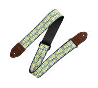 Levy's Leathers Mid Century Modern Series - Correa de guitarra de poliéster de 5 cm de ancho con extremos de piel de ante auténtica y ajuste de longitud Tri-Glide de 35.2 a 60.5 pulgadas, tulipán azul