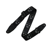 Levy's Leathers MPD2-112 - Correa para guitarra (poliéster, con extremos de piel, 5 cm), diseño de calavera, color negro