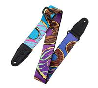 Levy's Leathers MPD2-120 - Correa de guitarra de poliéster de 5 cm de ancho con extremos de cuero auténtico; diseño de donas espolvoreadas y esmaltadas
