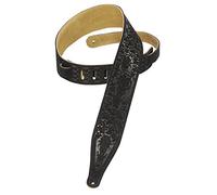 Levy's Leathers Ms17t04-blk 2.5 inch Suede Leather Tooled Guitar Strap with Skulls Design - Black