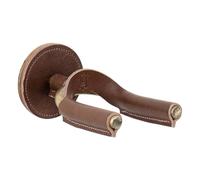 Levy's Leathers - Percha de guitarra de acero forjado; metal de latón con envolturas de yugo de cuero marrón tostado vegetal (LVY-FGHNGR-BRBN)