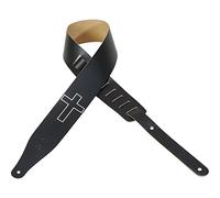 Levy's M17CHC-BLK Correas Para Guitarras 2.5" Chrome Tan Leather Strap - W Christian Emb Blk