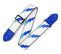 Levy's MPRB2-003 Correas Para Guitarras Prints Polyester Suede Ends 2" Rainbolt - White-Blue