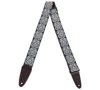 Levy's Leathers MGJ-001 - Correa de guitarra de tejido jacquard de 5 cm con respaldo de cuero, extremos de cuero