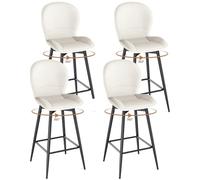 LEWE Juego de 4 Taburetes Altos de Bar, 75 cm Altura del Asiento, Giratorio 360° Sillas Altas de Cocina con Respaldo Acolchado de Tela, Metálica Reposapiés, para Bar, Comedor, Salón-Beige
