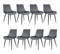 LEWE Pack de 8 Comedor, Terciopelo Holandés con Patas de Hierro, Agradable a la Piel, Estable, Silla de Cocina Tapizada, Salon, Espuma Gruesa - [Gris Oscuro]