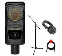 Lewitt LCT 441 Flex Multipatrón de micrófono condensador de estudio con auriculares Polsen HPC-A30-MK2 para monitor de estudio, soporte de micrófono de trípode y cable XLR-XLR