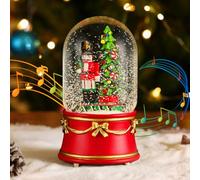 Lewondr Globo de Nieve Navideño, Globo de Cristal con 8 Canciones Navideñas, Caja de Música Eléctrica Reno con Cascanueces y árbol de Navidad, Decoración de Navidad para Chimenea de Dormitorio