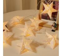 Lewondr Luces Estrella Con Pilas 20 LED, 10,33 FT Luce Navideñas Estrellas De Papel Colgantes Con Función Temporizador, Luces Estrella Con Recortes Círculo Para Decoración Boda Navidad