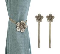 Lewondr Magnética Cortina Hebilla, Abrazaderas Imán de Flores de Resina para Cortinas sin Perforaciones, Hebilla Cortina con Banda de La Ventimia Decorativa Accesorios para Hogar Cafetería - Marrón