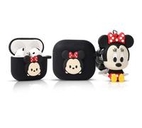 LEWOTE Compatible con Apple AirPods 4 Funda protectora divertida y linda con patrón de dibujos animados y llavero de muñeca (Minnie)