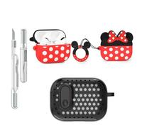 LEWOTE Funda protectora 3 en 1 compatible con Apple Airpods Pro (2ª/1ª generación) con kit de limpieza y llavero (Minnie)