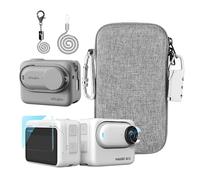 LEWOTE Kit de Accesorios es Compatible con Insta360 GO 3 [Carcasa de Cámara de Silicona y Tapa de Lente] [Protector de Pantalla] [Bolso con Gancho y Cerradura](Gris)