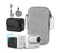 LEWOTE Kit de Accesorios es Compatible con Insta360 GO 3 [Carcasa de Cámara de Silicona y Tapa de Lente] [Protector de Pantalla] [Bolso con Gancho y Cerradura](Negro)