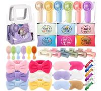 Lewtemi 48 piezas de regalos de viaje para niñas para mujeres y niñas, escapadas de fin de semana, juego de accesorios de viaje a granel con bolsa de regalo transparente, mini ventilador de mano