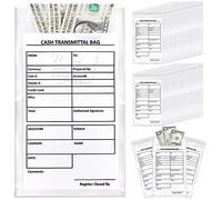 Lewtemi 500 bolsas de depósito bancario, bolsas de transmisión de efectivo, bolsas de seguridad a prueba de manipulaciones, autoadhesivas, de poliuretano transparente, aptas para auditoría, monedas