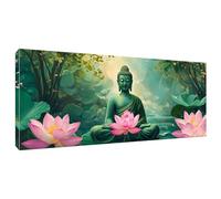 lewwmn Pintar con Numeros para Adultos Buda Loto, Kit de Pintura al óleo de Lienzo DIY, Pintura por Números con 3 Pincel y Pigmento Acrílico, Decoraciones para el Hogar, 40x80cm (Sin Marco) T-712