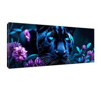 lewwmn Pintar con Numeros para Adultos Pantera negra, Kit de Pintura al óleo de Lienzo DIY, Pintura por Números con 3 Pincel y Pigmento Acrílico, Decoraciones para el Hogar, 25x50cm (Sin Marco) T-793