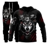 LEXAHO Conjunto de Chándal Unisex con Impresión 3D de Lobo Sudadera con Capucha + Pantalones Conjuntos S-6XL, Hoodie4, XL