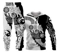 LEXAHO Conjunto de Chándal Unisex con Impresión 3D de Lobo Sudadera con Capucha + Pantalones Conjuntos S-6XL, 3XL