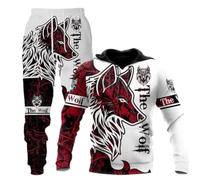 LEXAHO Conjunto de Chándal Unisex con Impresión 3D de Lobo Sudadera con Capucha + Pantalones Conjuntos S-6XL, Hoodie1, L
