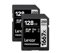 Lexar 128GB (2-Pack) SDXC UHS-II 1667x, C10, U3, V60, 250MB/s, Ideal para Fotografía y Vídeo
