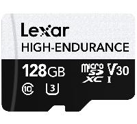 lexar 128gb high-endurance microsdhcmicrosdxc uhs-i cards up to 100mbs read 45mbs write c10 a1 v30 u3