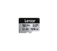 Lexar Tarjeta Micro SD 128 GB Silver Plus, Tarjeta de Memoria Micro SD con Adaptador, Tarjeta Microsdxc TF hasta 205 MB/s, A2, U3, Clase 10, V30, Full HD y 4K UHD para Cámara, Teléfono, Videoconsola
