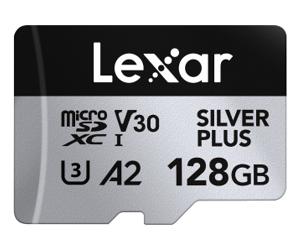 LEXAR 128GB LEXAR HIGH-PERFORMANCE SILVER PLUS MICROSDXC UHS-I, UP TO 205MB/S READ 150MB/S WRITE C10 A2 V30 U3,WITH ADAPTER