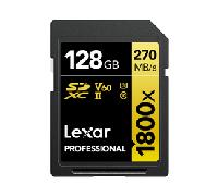 LEXAR 128GB PROFESSIONAL 1800X SDXC UHS-II CARDS, UP TO 280MB/S READ 210MB/S WRITE C10 V60 U3 LSD1800128G-BNNNG