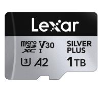 LEXAR 1TB MICROSDXC UHS-I HIGH-PERFORMANCE SILVER PLUS UP TO 205MB/S READ 150MB/S WRITE C10 A2 V30 U3,WITH ADAPTER