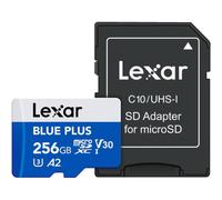LEXAR 256GB BLUE PLUS MICROSDHC UHS-I WITH SD ADAPTER, UP TO 170MB/s READ C10 A2 V30 U3