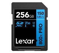 LEXAR 256GB PROFESSIONAL 800X PRO SDXC UHS-I CARDS, UP TO 150MB/S READ 45MB/S WRITE C10 V30 U3