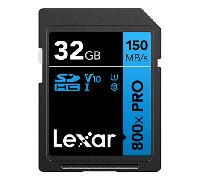 lexar 32gb professional 800x pro sdhc uhs-i cards up to 150mbs read c10 v10 u1