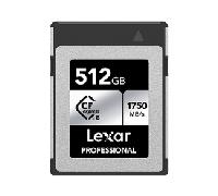 LEXAR 512GB PROFESSIONAL CFEXPRESS TYPE B CARD SILVER, UP TO 1750MB/S READ 1300MB/S WRITE LCXEXSL512G-RNENG