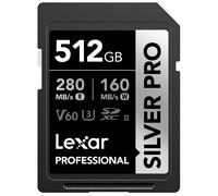Lexar 512GB Professional SILVER PRO SDXC Memory Card UHS-II C10 U3 V60 Full-HD & 4K Video Up To 280MB/s Read for Professional Photogr