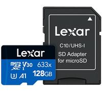 Lexar 633x 128GB MicroSDXC UHS-I Clase 10 memoria flash - Tarjeta de memoria (128 GB, MicroSDXC, Clase 10, UHS-I, 95 MB/s, Negro, Azul)