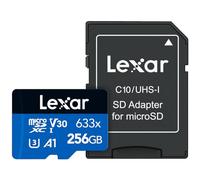 Lexar 633x microSDHC/microSDXC UHS-I memoria flash 256 GB Clase 10 - Tarjeta de memoria (256 GB, MicroSDXC, Clase 10, UHS-I, 75 MB/s, Negro, Azul)