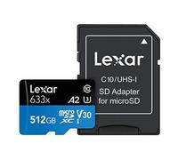 Lexar 633x microSDHC/microSDXC UHS-I memoria flash 512 GB Clase 10 - Tarjeta de memoria (512 GB, MicroSDXC, Clase 10, UHS-I, 100 MB/s, Negro, Azul)