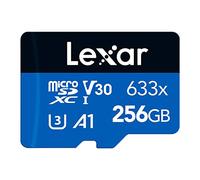 Lexar 633x Tarjeta Micro SD 256GB, Tarjeta Memoria microSDXC UHS-I, Adaptador SD, hasta 100 MB/s de Lectura, A1, C10, U3, V30, Tarjeta TF para Smartphone, Tablet y Camara IP (LMS0633256G-BNAAA), Azul