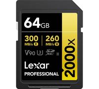 Lexar 64GB 2000X Tarjeta SDXC UHS-II Serie Dorada V90