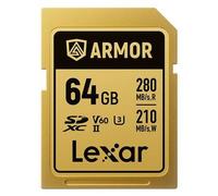 Tarjeta SD Lexar Pro Gold Series Armor 64GB V60 IP68 Acero Inoxidable