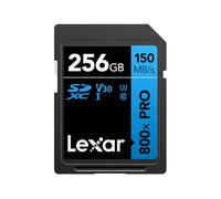 Lexar High-Performance 800x Pro Tarjeta SD 256GB, SDXC UHS-I Tarjeta de Memoria, hasta 150 MB/s Lectura, 45 MB/s Escritura, V30/U3/C10 SD para Cámaras de apuntar y Disparar, DSLR, Videocámara HD