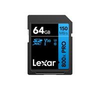 Lexar 800x Pro 64GB Tarjeta SD, Tarjeta SDXC UHS-I, Tarjeta SD 3.0 de hasta 150 MB/s de Lectura, Tarjeta de Memoria SD V30, U3, C10 para cámara/videocámara DSLR/HD de Rango Medio (LSD0800P064G-BNNAA)