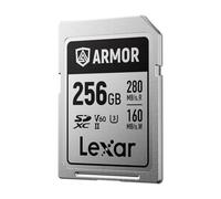 Lexar Armor Silver Pro Tarjeta SD 256 GB, Tarjeta de Memoria SD UHS-II, Acero Inoxidable, C10, U3, V60, vídeo 6K UHD, hasta 280 MB/s de Lectura, 160 MB/s de Escritura, Tarjeta SDXC para DSLR/cámaras