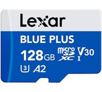 Lexar Blue Plus - Tarjeta de memoria microSD UHS-I de 128 GB con adaptador SD, hasta 170 MB/s de lectura C10 / A2 / U3 / V30 microSDXC