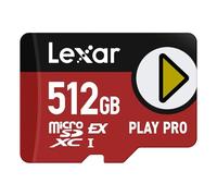 Lexar Play Pro MicroSDXC Express Card 512GB Maxima Lectura 900MB/s / Escritura hasta 600MB/s, Nintendo Switch, vídeo 4K, compatible con drones, resistente al agua, a prueba de golpes, producto japonés