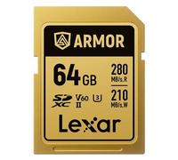 Lexar carte sdxc pro gold series armor uhs-ii 64go v60 ip68 stainless