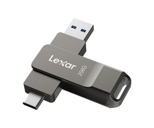 Lexar D40E 256GB Unidad Flash Dual USB Tipo-C, USB-A/C, Gris Titanio, 256GB | USB 3.2 Gen 1, Type-C, Carcasa de Metal, Diseño Giratorio