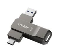Lexar D40E 64 GB Unidad de Almacenamiento USB 3.2 Gen 1 Type-C Unidad Flash USB-C Carcasa de Metal Diseño Giratorio Unidad Flash USB,Gris Titanio
